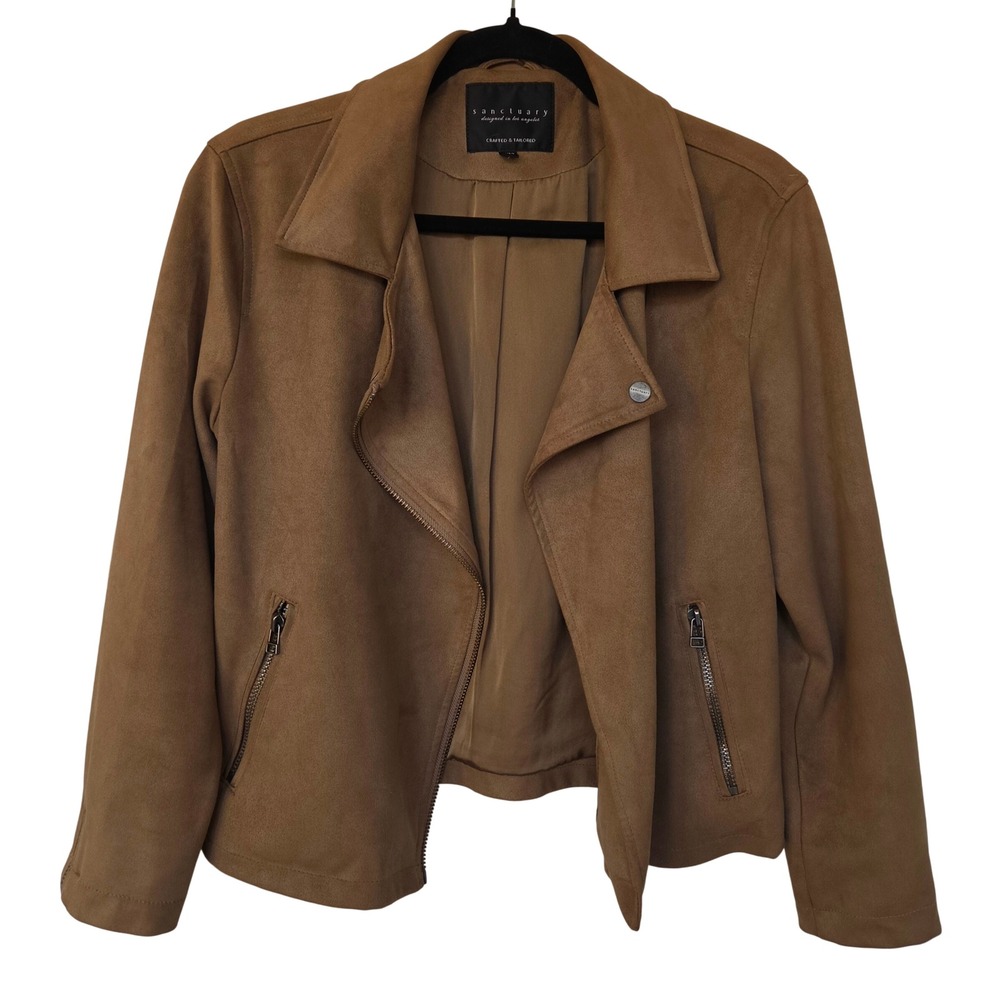 Brown Faux Suede Moto Jacket S Biker Y2K Retro Preppy Fall Festival Western READ
